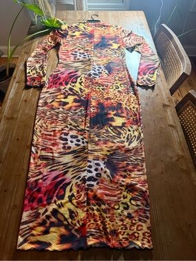 Vibrant Animal Print Maxi Dress - Bold Multicolor